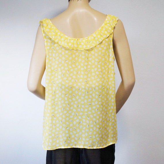 Vintage Blouse Yellow Sheer Pistachio Sleeveless … - image 6