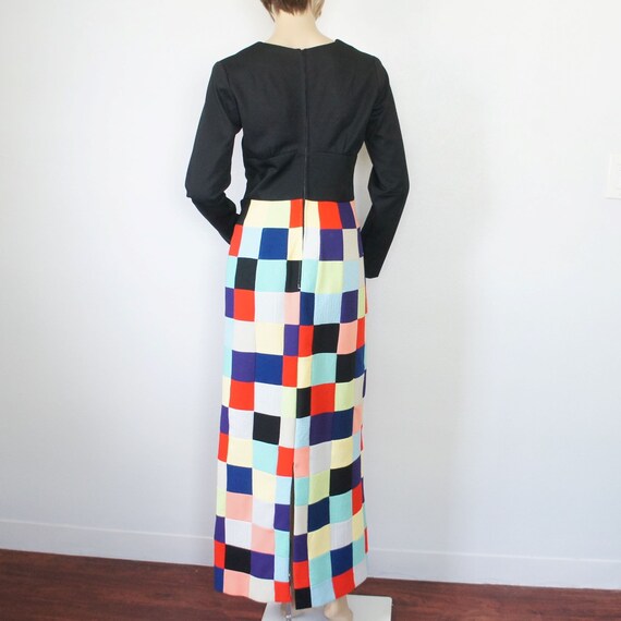 Vintage Maxi Dress 1960's Hostess Mod Patchwork P… - image 7