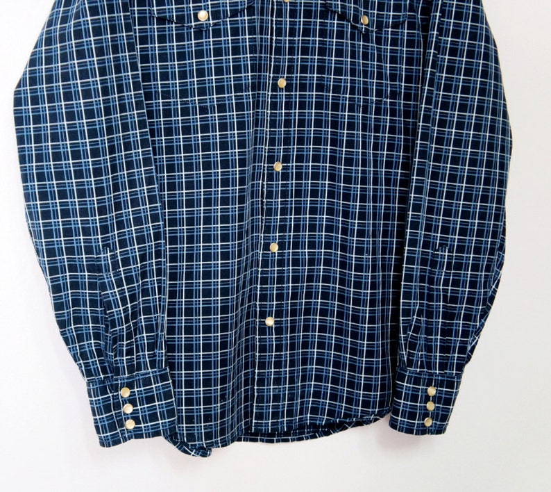 Vintage Shirt Men's Western Blue Plaid Cowboy Checkered | Etsy