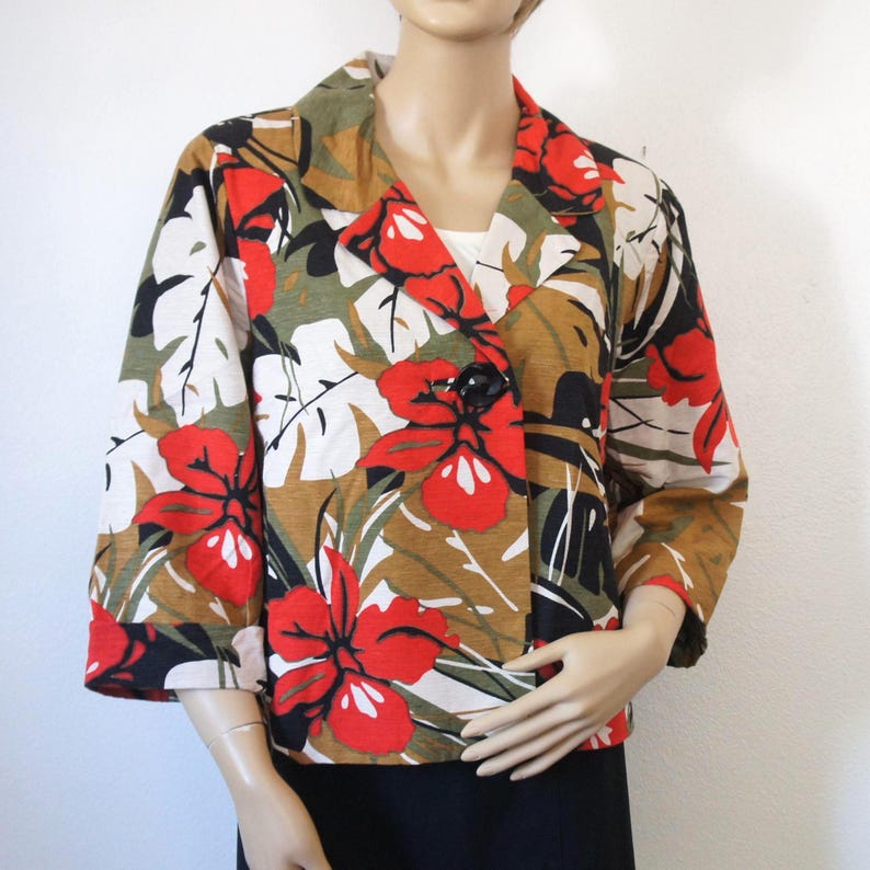 Chaqueta floral vintage de los años 90, corta, talla grande. imagen 1