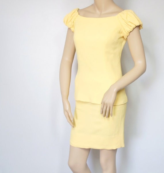 Mod Dress 1960's Vintage Yellow Dress Mini Go-Go … - image 1