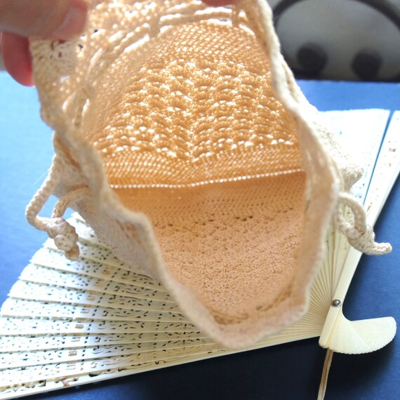 Vintage Purses Antique Drawstring One Crocheted O… - image 7
