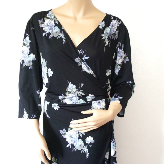 Blue Floral Robe Vintage 1990's Full Ruffle Skirt… - image 9