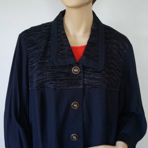 Vintage Jacket Navy Blue Slouchy 50's Style Lightweight Button Front No Size Tag See Measurements image 5