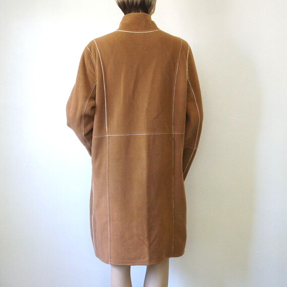 Vintage Coat Reversible Blanket Patchwork Brown C… - image 9