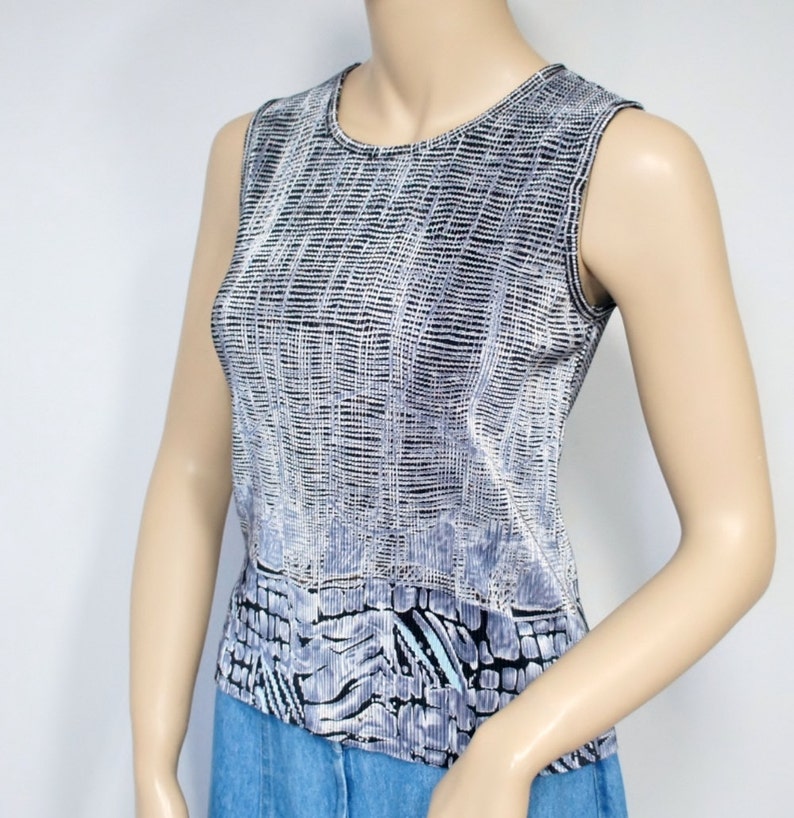 Vintage Blouse Shell Silver Grey Top Sleeveless Stretch - Etsy