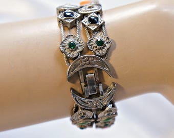 Slide Bracelet Vintage Double Strand Victorian Revival Antique? Silver Tone