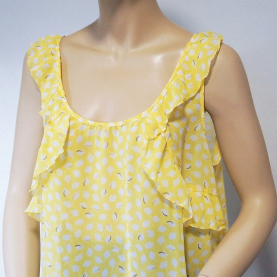 Vintage Blouse Yellow Sheer Pistachio Sleeveless … - image 7