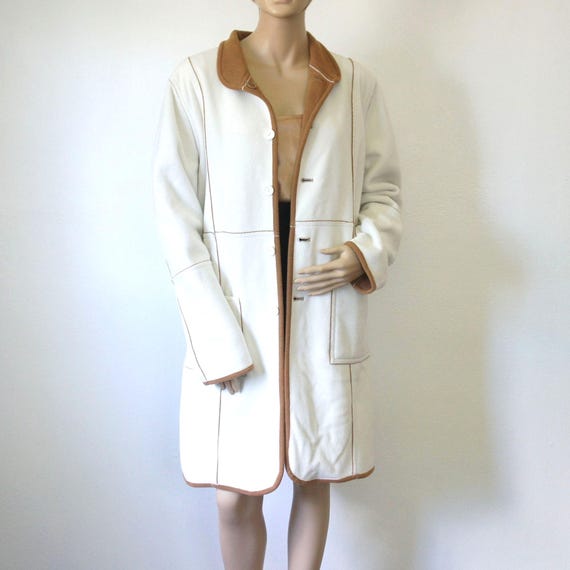 Vintage Coat Reversible Blanket Patchwork Brown C… - image 4