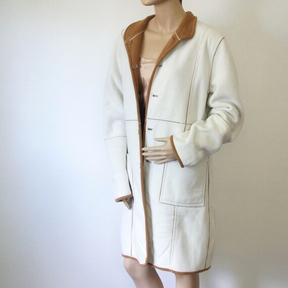 Vintage Coat Reversible Blanket Patchwork Brown C… - image 5