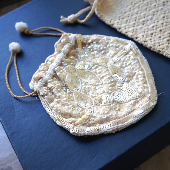 Vintage Purses Antique Drawstring One Crocheted O… - image 5