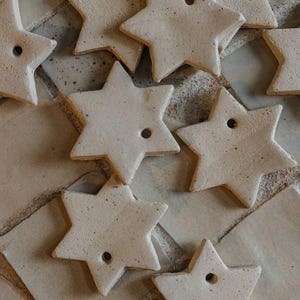 Handmade Gray Ceramic Star Set, Ornaments Set 8 pcs, Minimalist Holiday Decor, Rustic Clay Stars for Christmas or Year-Round Decoration