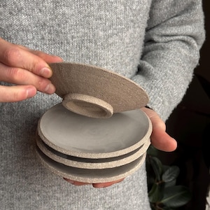 Handmade Grey Ceramic Dessert Plate, Modern Stoneware Side Plate for Cakes, Appetizers, Serving, Rustic Kitchen Decor, Pottery Gift