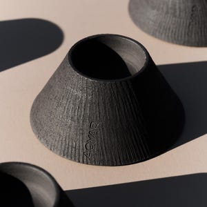 Handmade Ceramic Candle Holder, Black Candle Holder, Minimalist Cone-Shaped Candle Stand, Stoneware Tealight Holder, Unique Home Decor