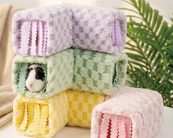 Refugio y cama para cobayas / Túnel de forro polar para mascotas pequeñas / Refugio acogedor para erizos y hurones / Regalo personalizado para ropa de cama de mascotas