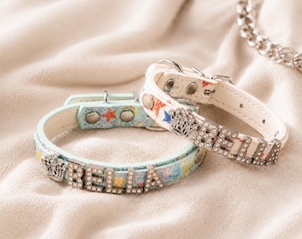 Personalized Dog Collar, Bling Name Collar, Leather Pet Collar Gift