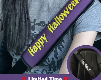 Personalized Halloween Seatbelt Cover – Embroidered Shoulder Pad for SUV, Truck & RV · Limited Offer: Buy Holiday, Get Regular Free