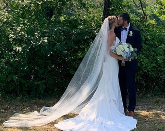 Etsy Cathedral veil bridal Wedding Veil WHite, Ivory, diamond white abusymother veil for wedding