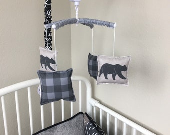 buffalo plaid baby mobile