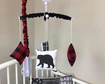 buffalo plaid baby mobile