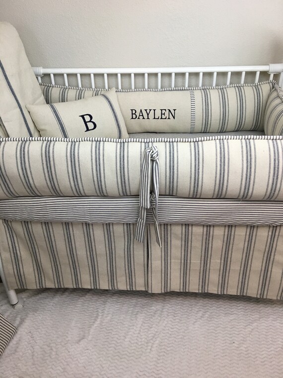 Baby Bedding Crib Set Farmhouse Boy Grain Sack Bedding Vintage Etsy