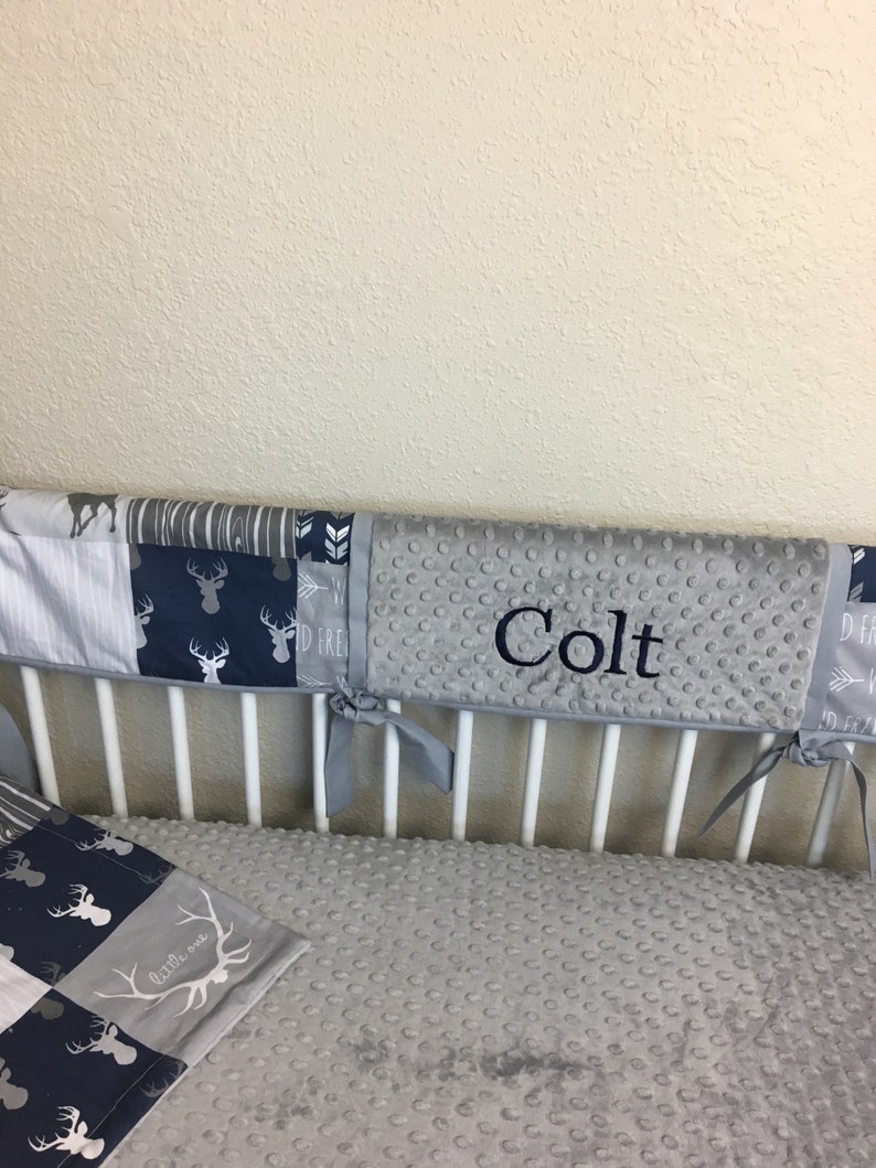 Baby boy bedding bumperless crib set Navy Blue and Gray arrow Etsy