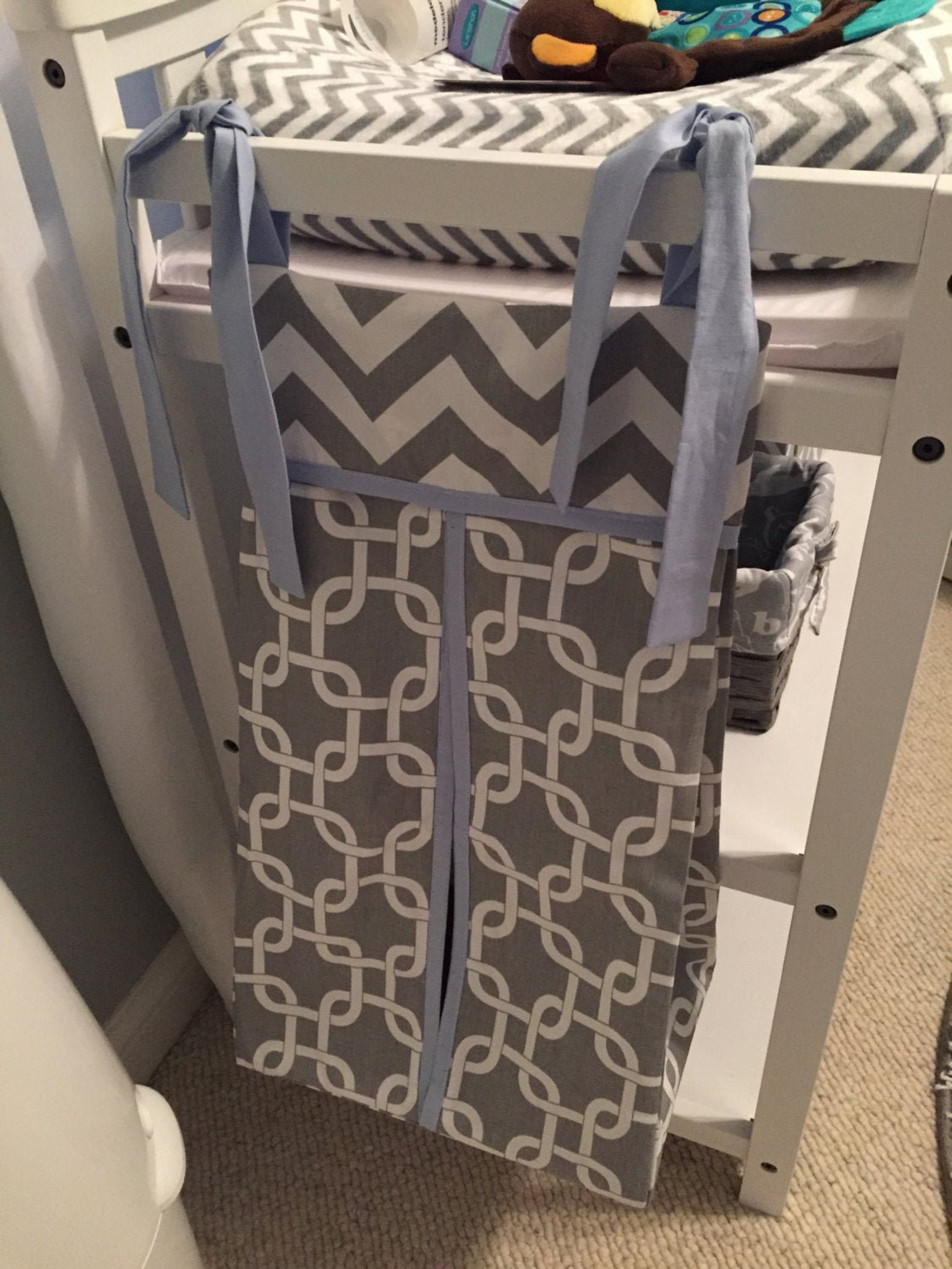 Baby Diaper stacker holder stacker/stack crib GRay chevron and Etsy
