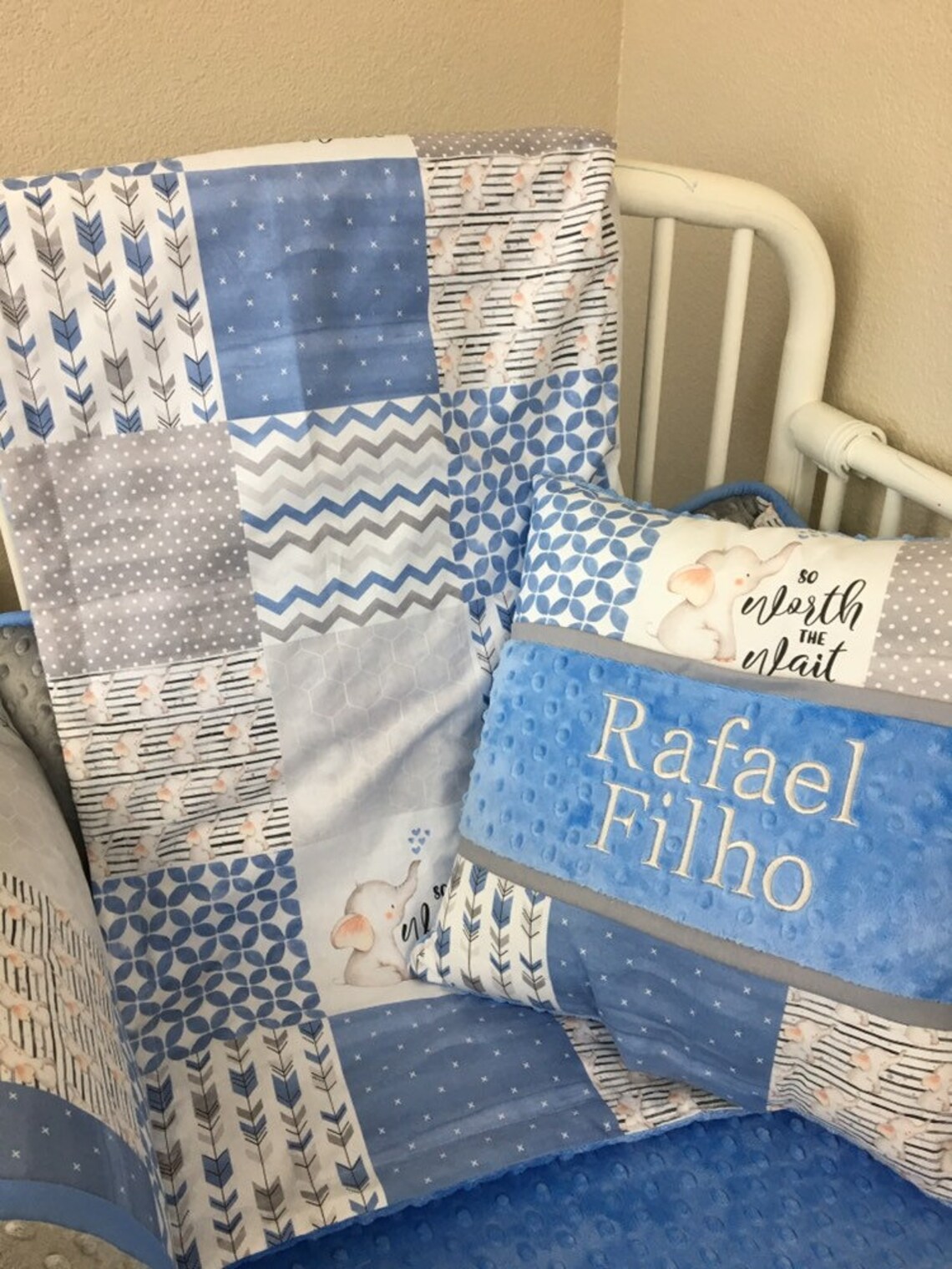 Elephant crib set Baby crib bumpers elephant nursery blue baby Etsy