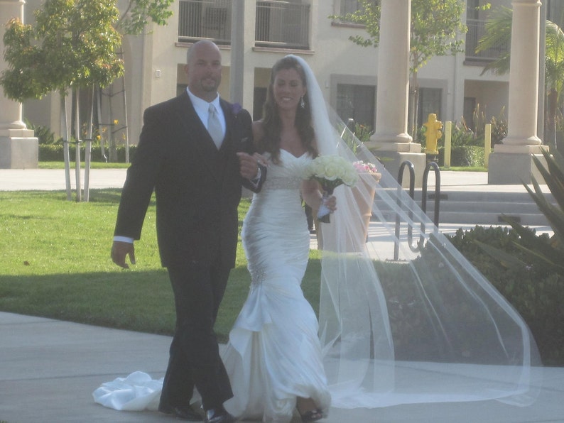 Single layer chapel wedding veil white diamond or ivory