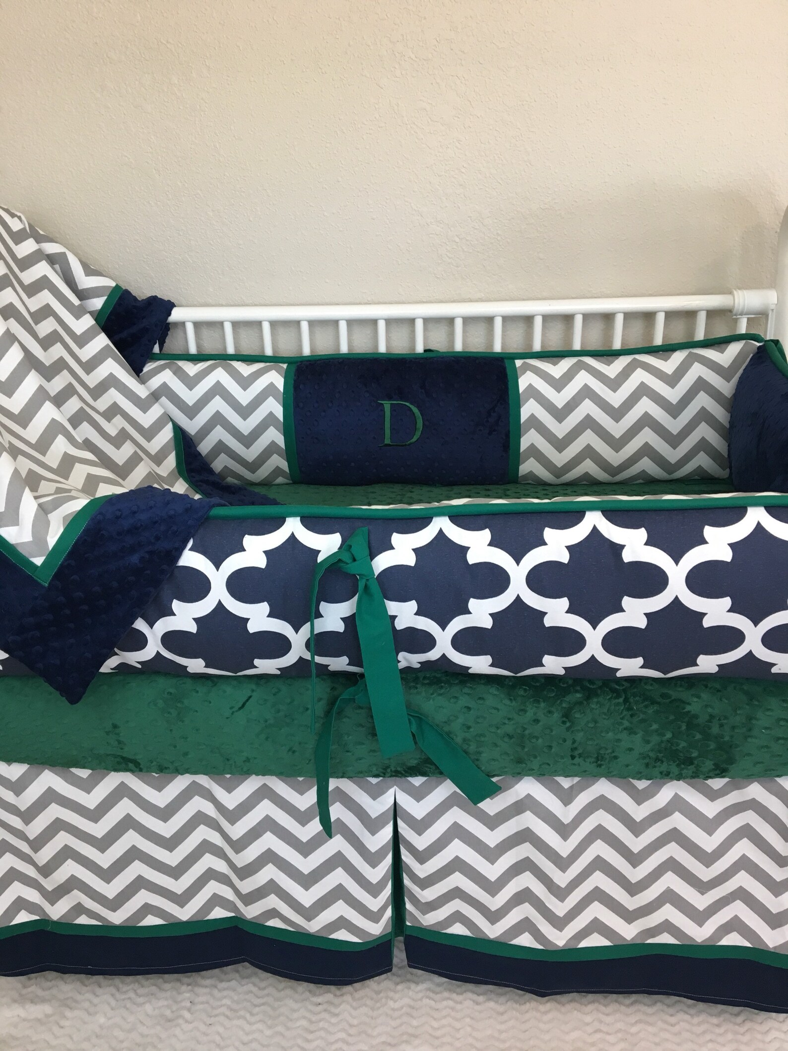 Baby bedding boy Crib sets Navy Blue Emerald green Gray and Etsy