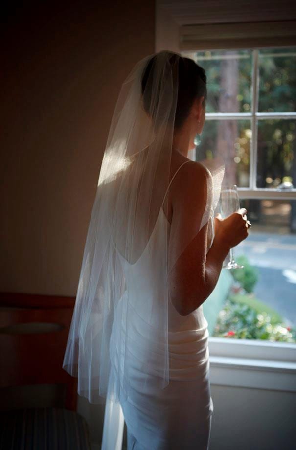 Cascading Fingertip short simple Wedding Veil bridal veil 39 inches white, ivory or diamond abusymother wedding veils