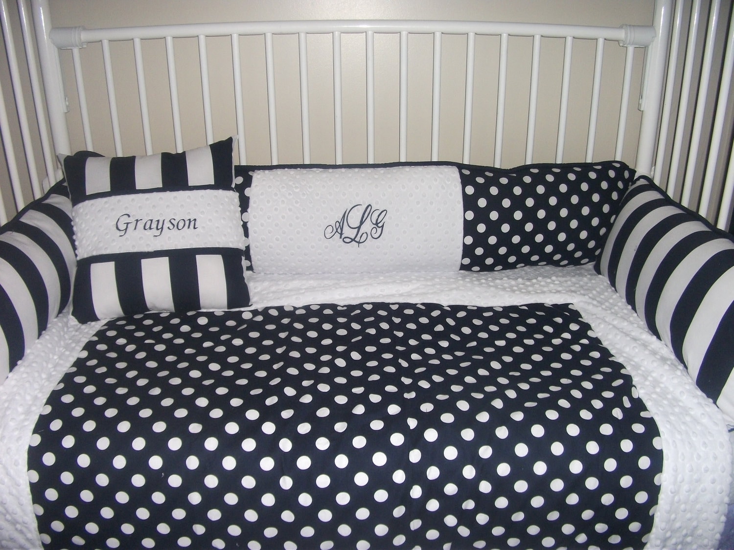 Polka dot Boys Navy Custom Baby Bumper Pad Crib Set DEPOSIT Etsy