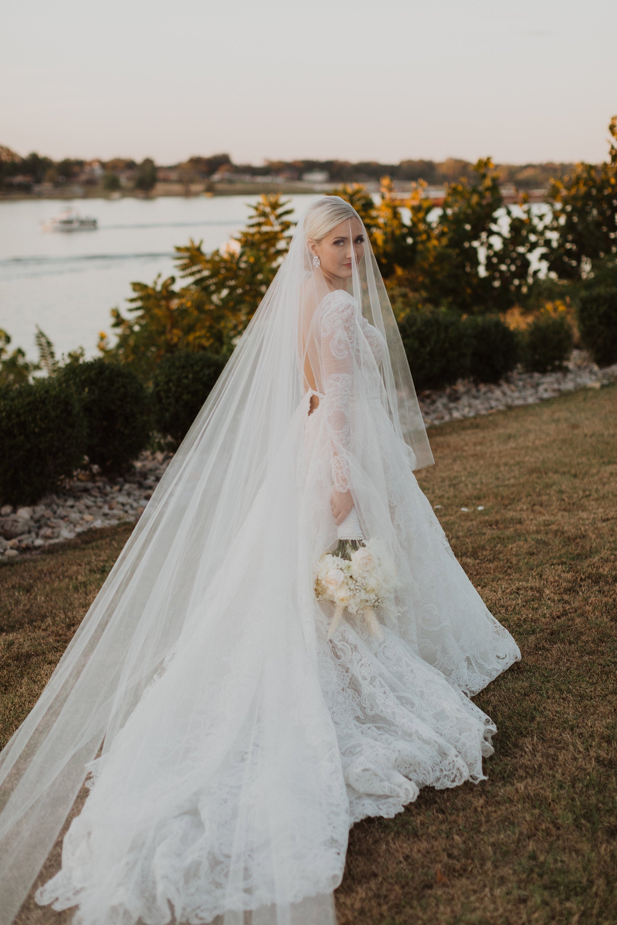 Wedding Veils Chapel Cathedral Veil Length 108 Cascading Two Tier With  Blusher Over the Face Flowy  Abusymother Wedding Veils 