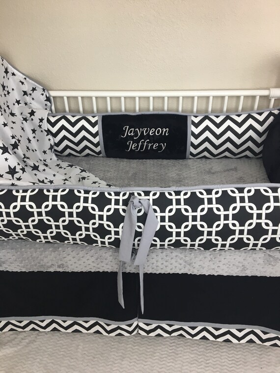 Black And White Stars Boy Baby Crib Bumper Bedding Crib Set Etsy