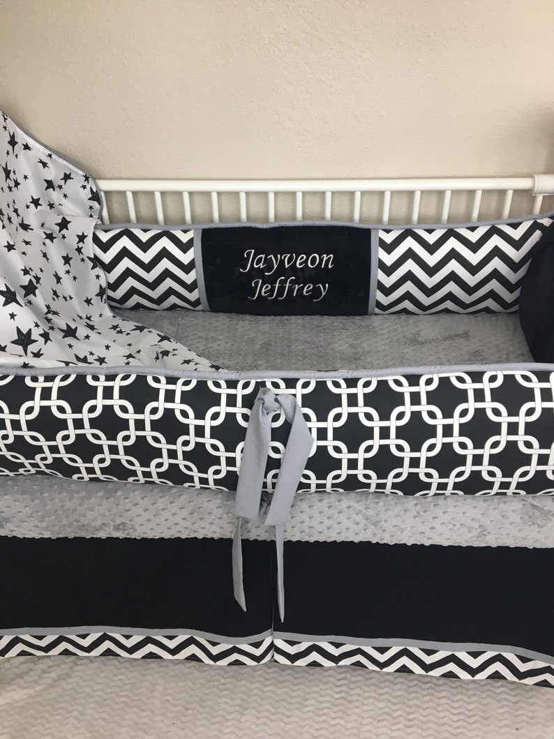 Black And White Stars Boy Baby Crib Bumper Bedding Crib Set Etsy