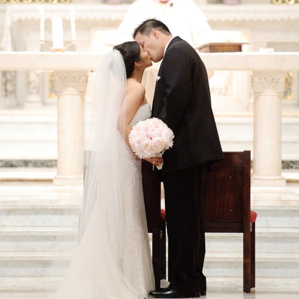 Cathedral length two tier Wedding Bridal Veil 108 inches white, ivory or diamond