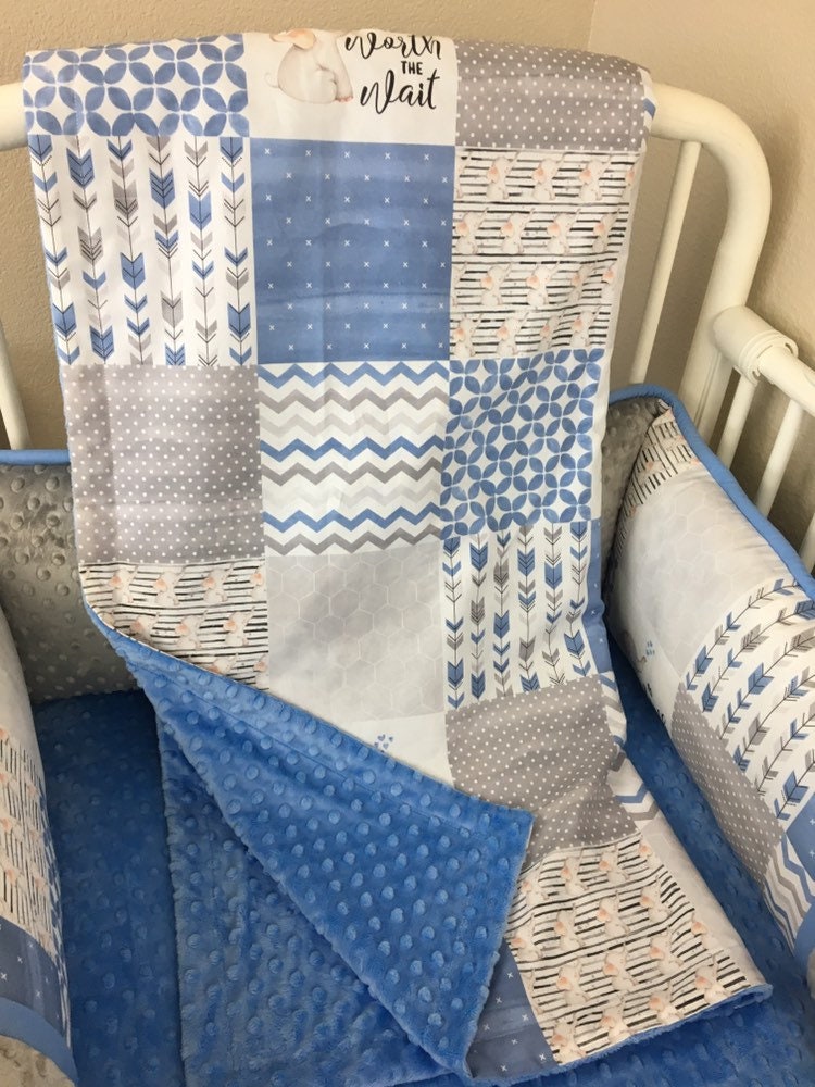 Elephant crib set Baby crib bumpers elephant nursery blue baby Etsy