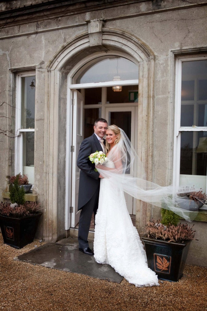 Straight chapel length abusymother Wedding Bridal Veil 90 inches white, ivory or diamond image 1