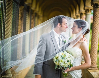 Wedding veil Single layer floor length simple inexpensive white, diamond or ivory abusymother wedding veils