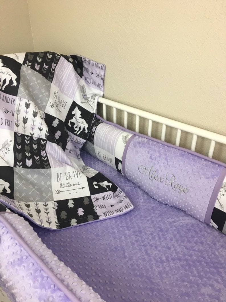 Lavender gray arrow Horse woodland boho baby bedding Crib set Etsy