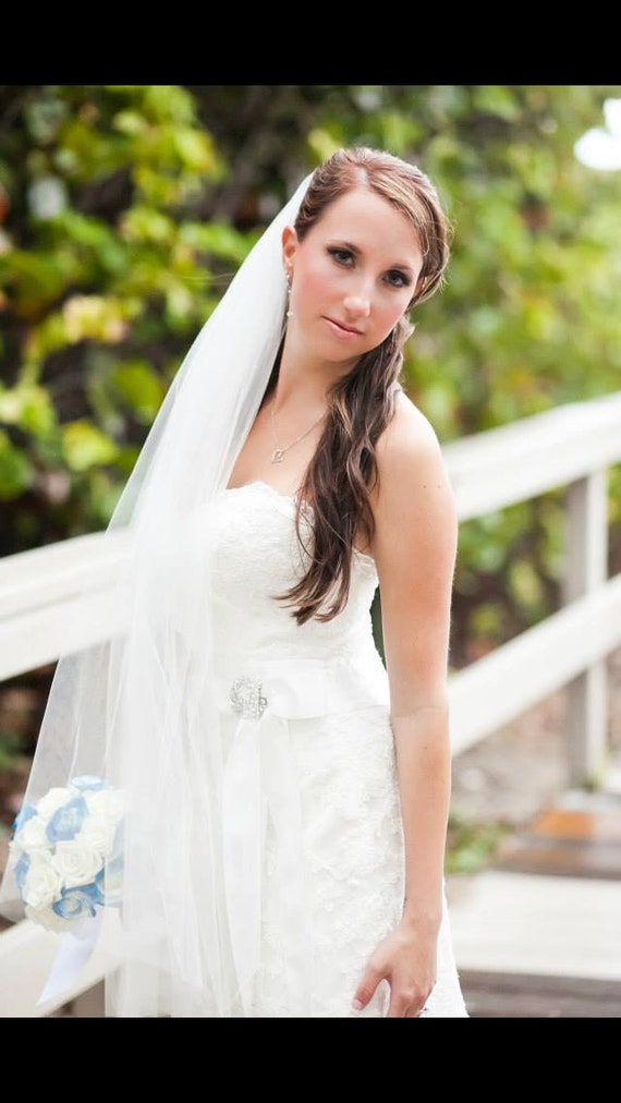 fingertip wedding veil single layer style wedding veil white, ivory or diamond