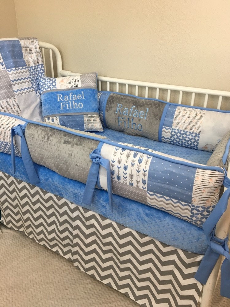 Elephant crib set Baby crib bumpers elephant nursery blue baby Etsy