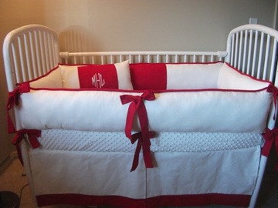 red and white crib bedding