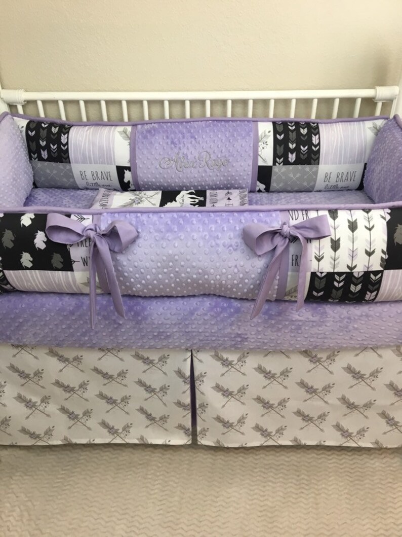 Lavender gray arrow Horse woodland boho baby bedding Crib set Etsy