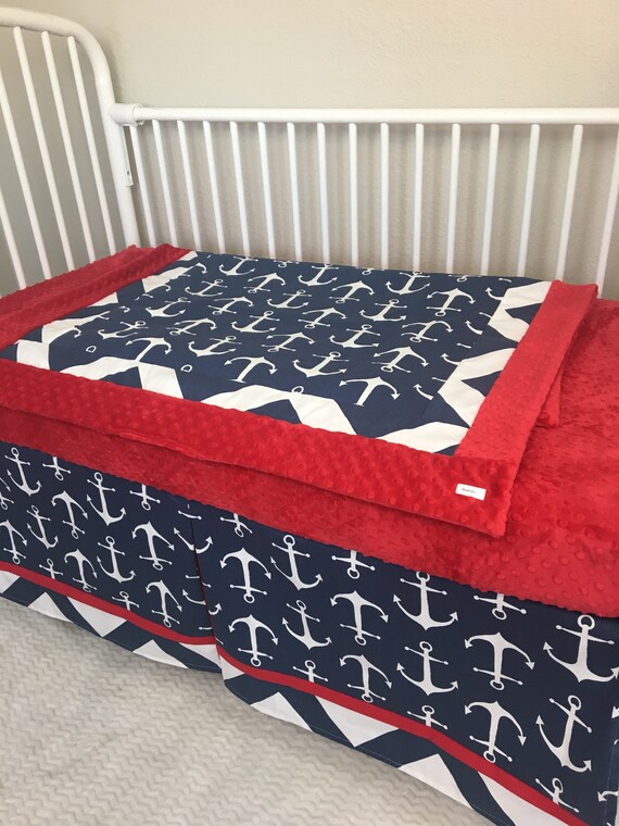 Baby Boy Anchor Crib Bedding Perless Rail Guard Set Image 0