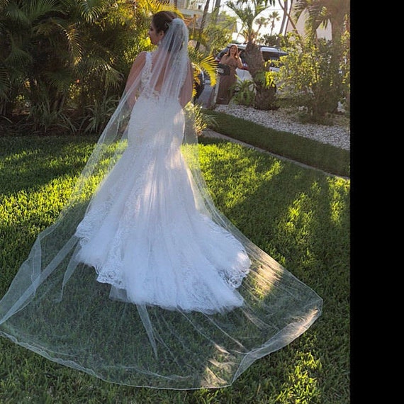 Cascading Cathedral Wedding Veil Cathedral Veil Single Layer  display picture 1