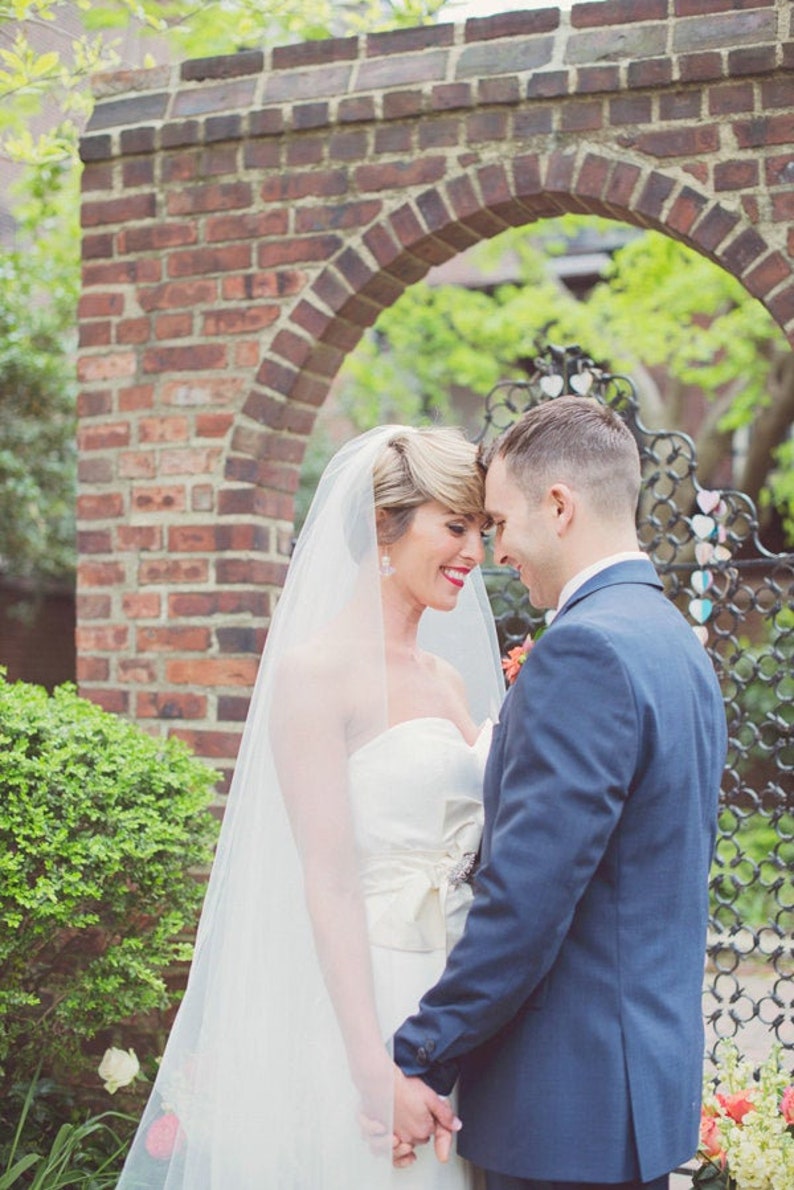 Cathedral veil long Two tier Wedding Bridal Veil with blusher white ivory veil or diamond abusymother veil
