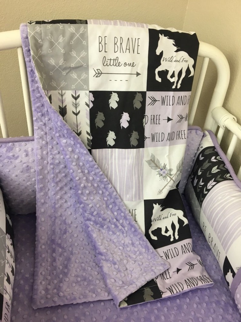 Lavender gray arrow Horse woodland boho baby bedding Crib set Etsy