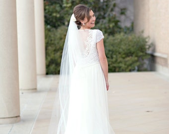 CLEARANCE Wedding veil chapel simple Single layer long bride bridal diamond abusymother wedding veils