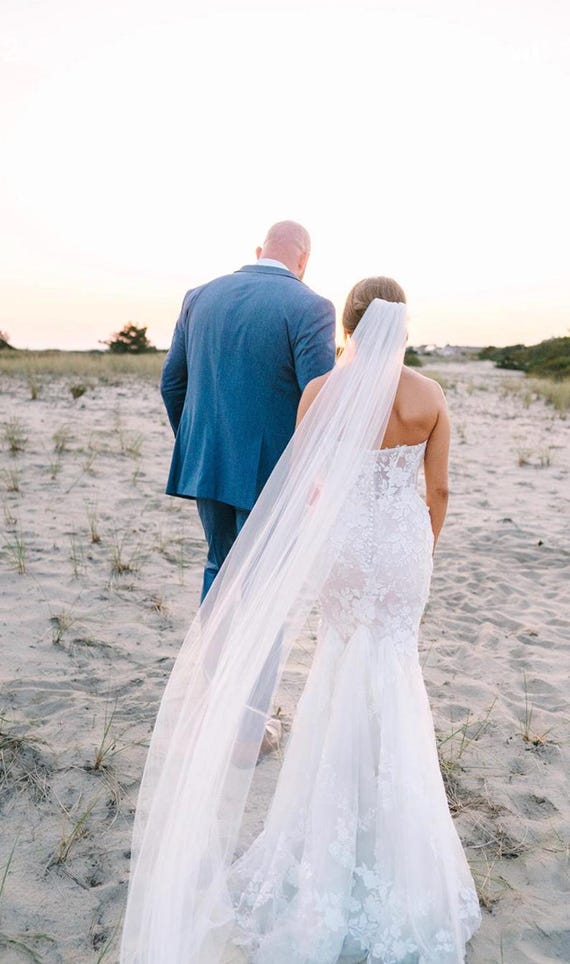 Cathedral Simple Long wedding bridal veil abusymother